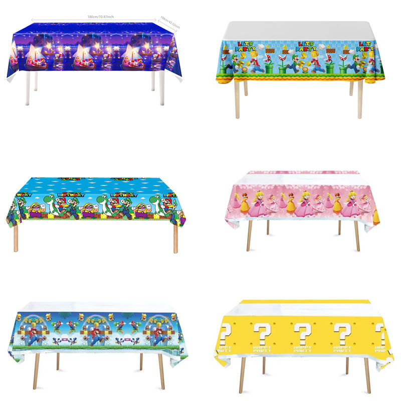 Table Cloth Disposable - Yellow Question Mark Princess Peach Birthday