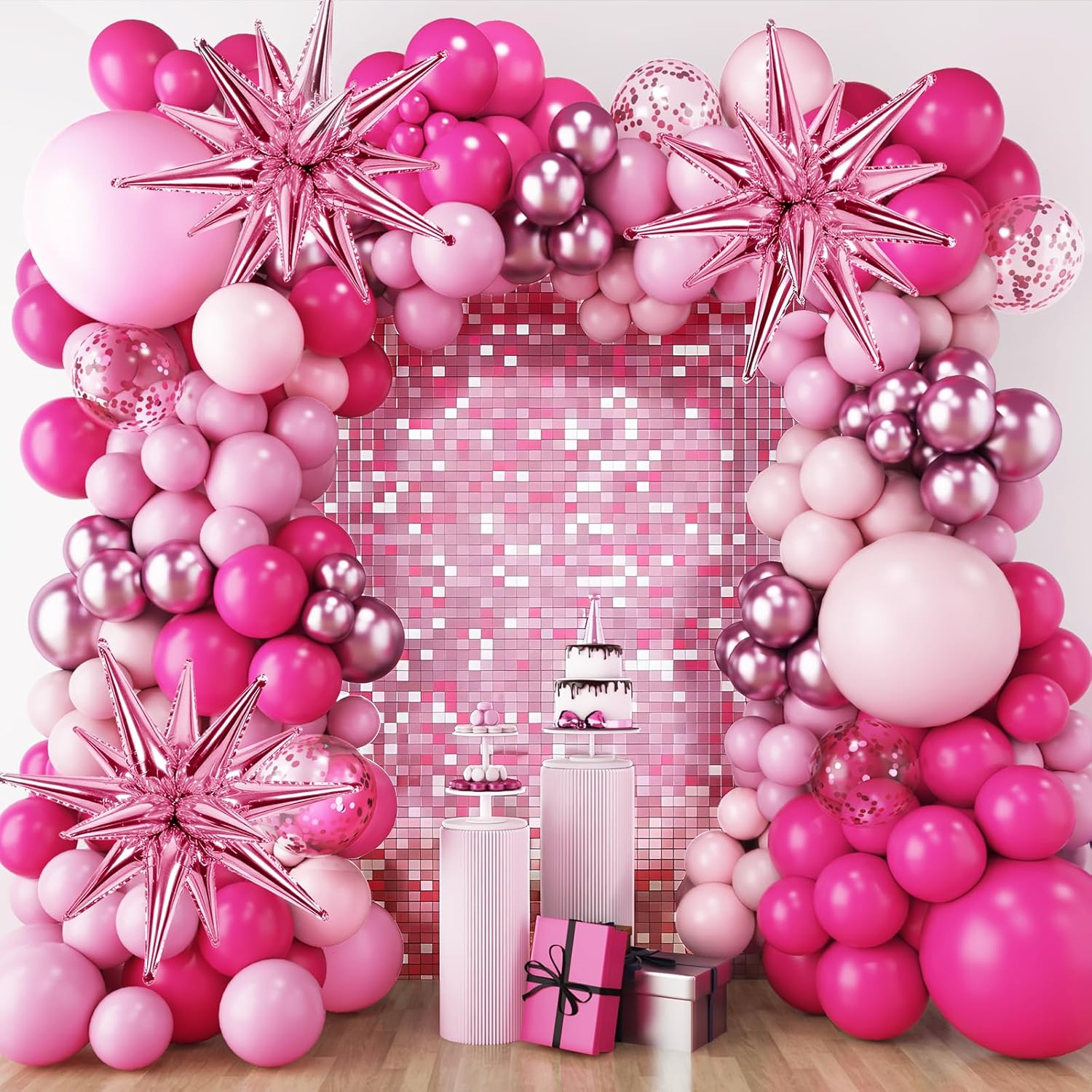 Balloon Arch Kit - 140pcs Pink Balloon Arch Kit, Star