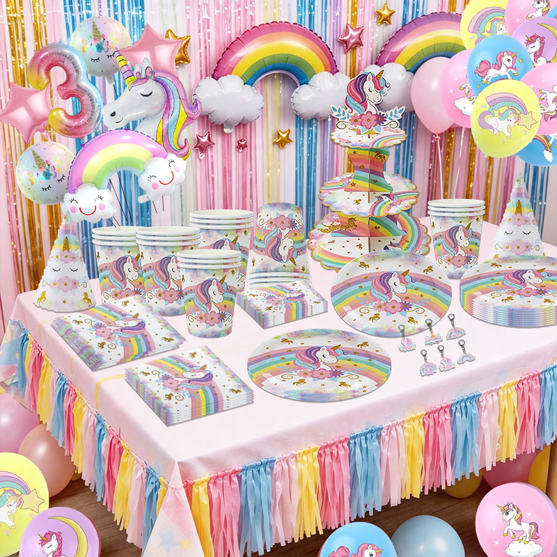 Unicorn Theme Birthday Decorat – Table Cloth Disposable recenzja i cena