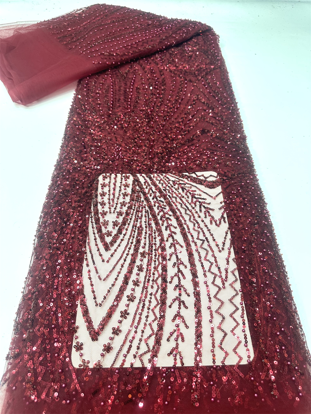African Sequins Beaded Lace Fa – Glitter Tablecloth recenzja i cena