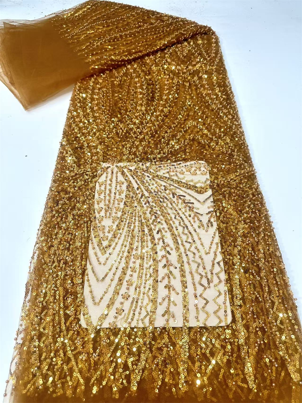 African Sequins Beaded Lace Fa – Glitter Tablecloth recenzja i cena