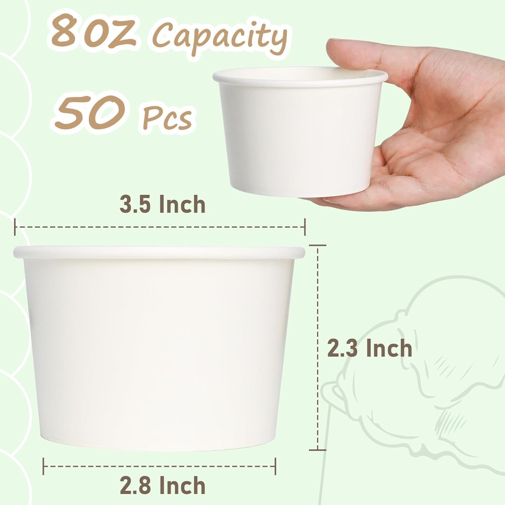 50pcs 8oz Paper Ice Cream Cups – Plastic Cup 50Pcs recenzja i cena