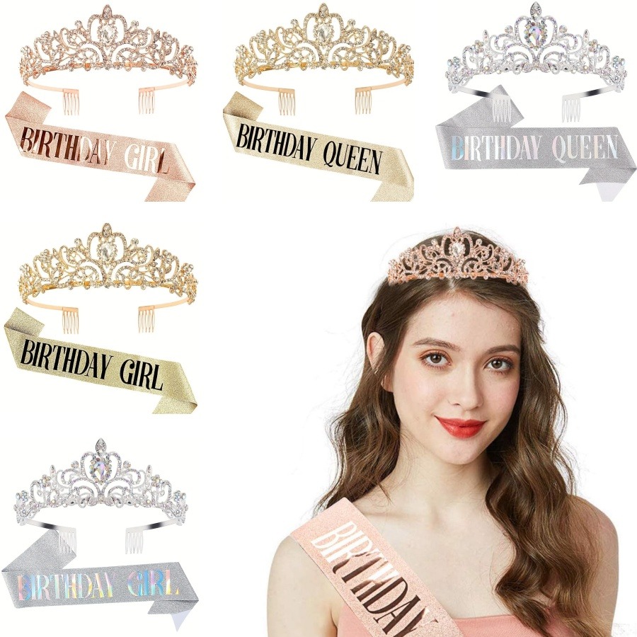 2pcs/Set Bling Rhinestone Crys – Birthday Sash Glitter recenzja i cena
