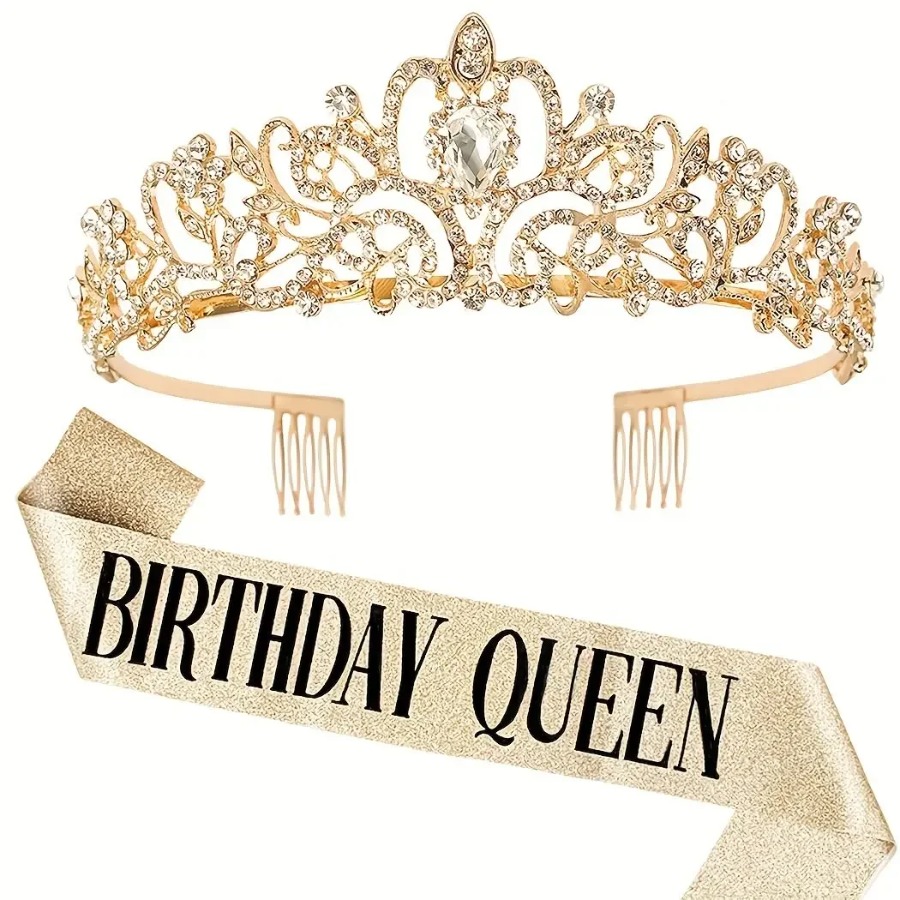 2pcs/Set Bling Rhinestone Crys – Birthday Sash Glitter recenzja i cena