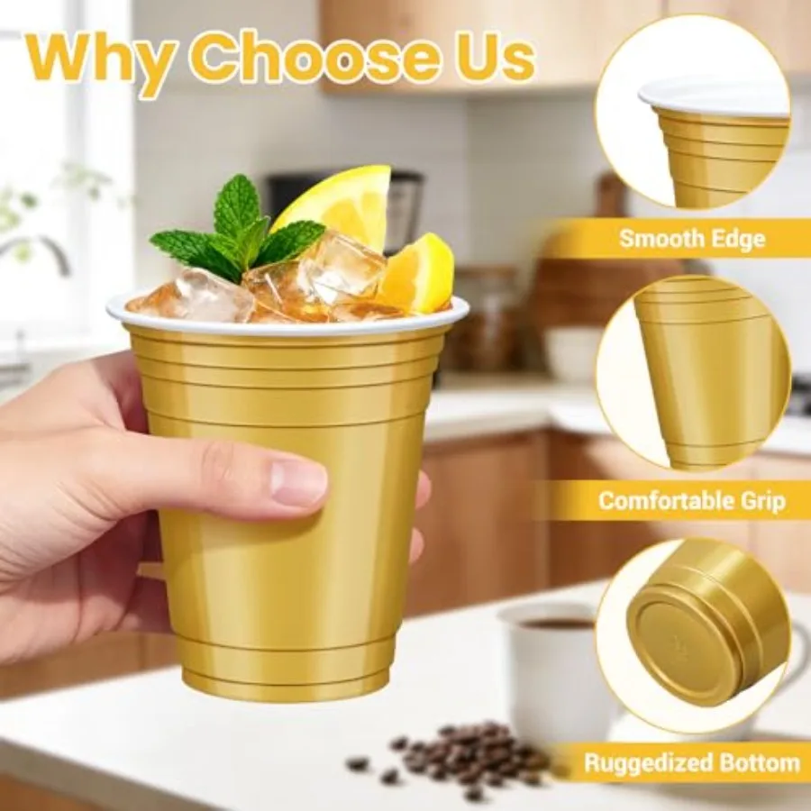 50 Pcs 12 oz Plastic Cups, Gol – Plastic Cup 50Pcs recenzja i cena