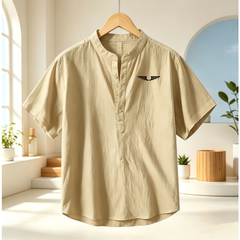 Men's cotton and linen Henley  – Event Support recenzja i cena