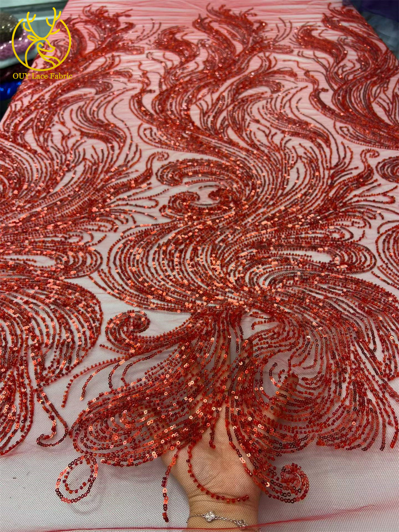 Royal Blue Beaded Sequins Lace – Glitter Tablecloth recenzja i cena