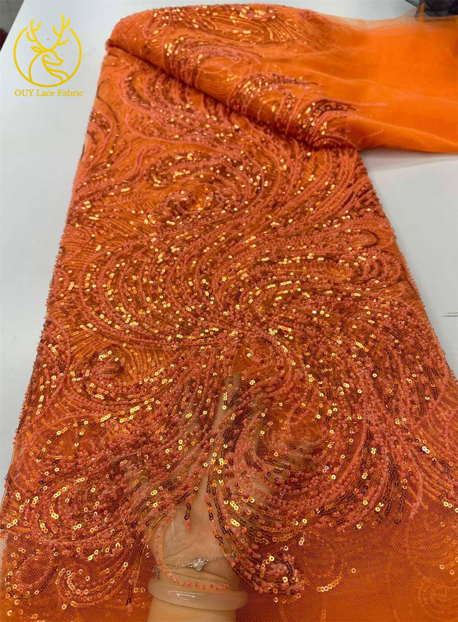 Royal Blue Beaded Sequins Lace – Glitter Tablecloth recenzja i cena