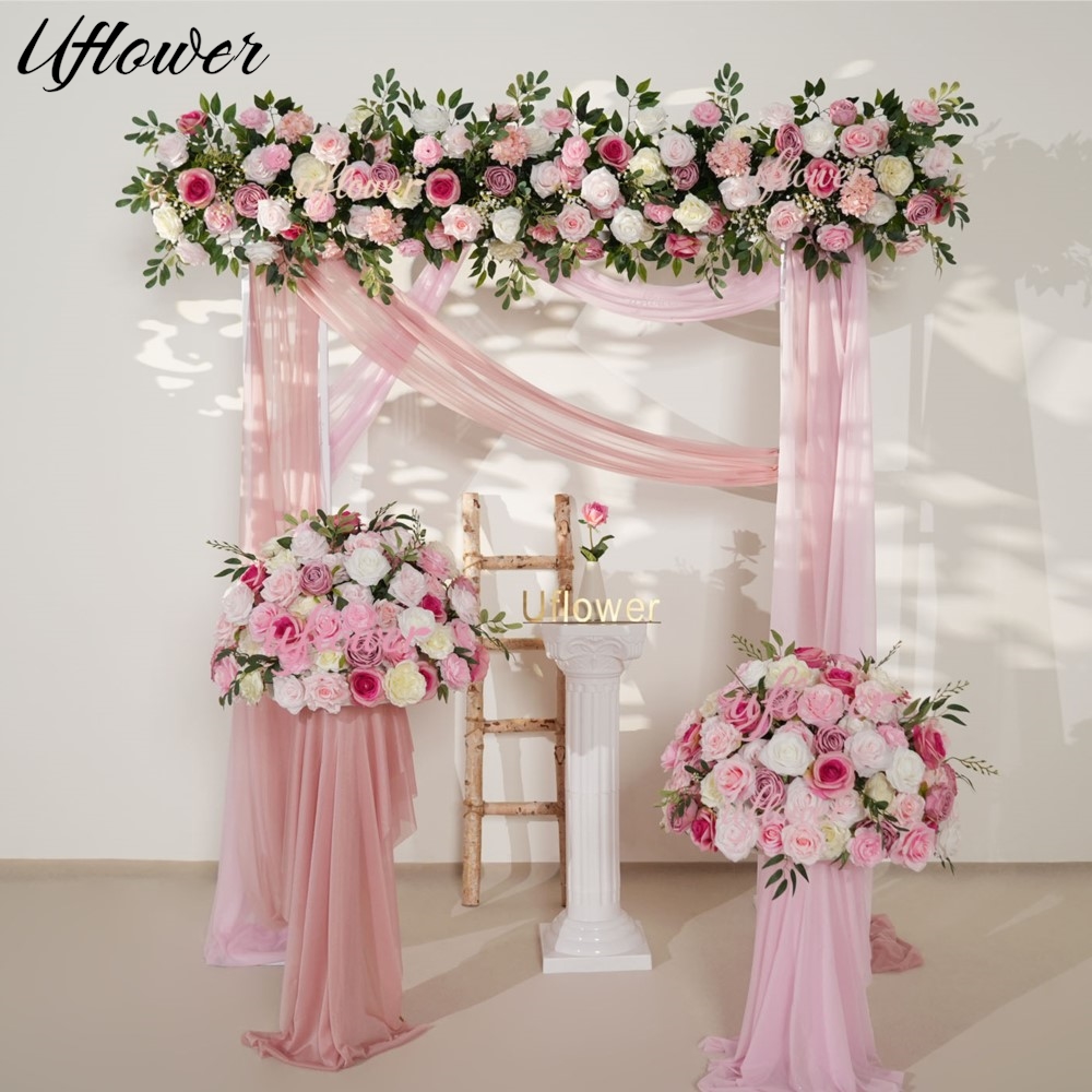 Uflower Pink Rose Greenery Han – Flower Wall Panel recenzja i cena