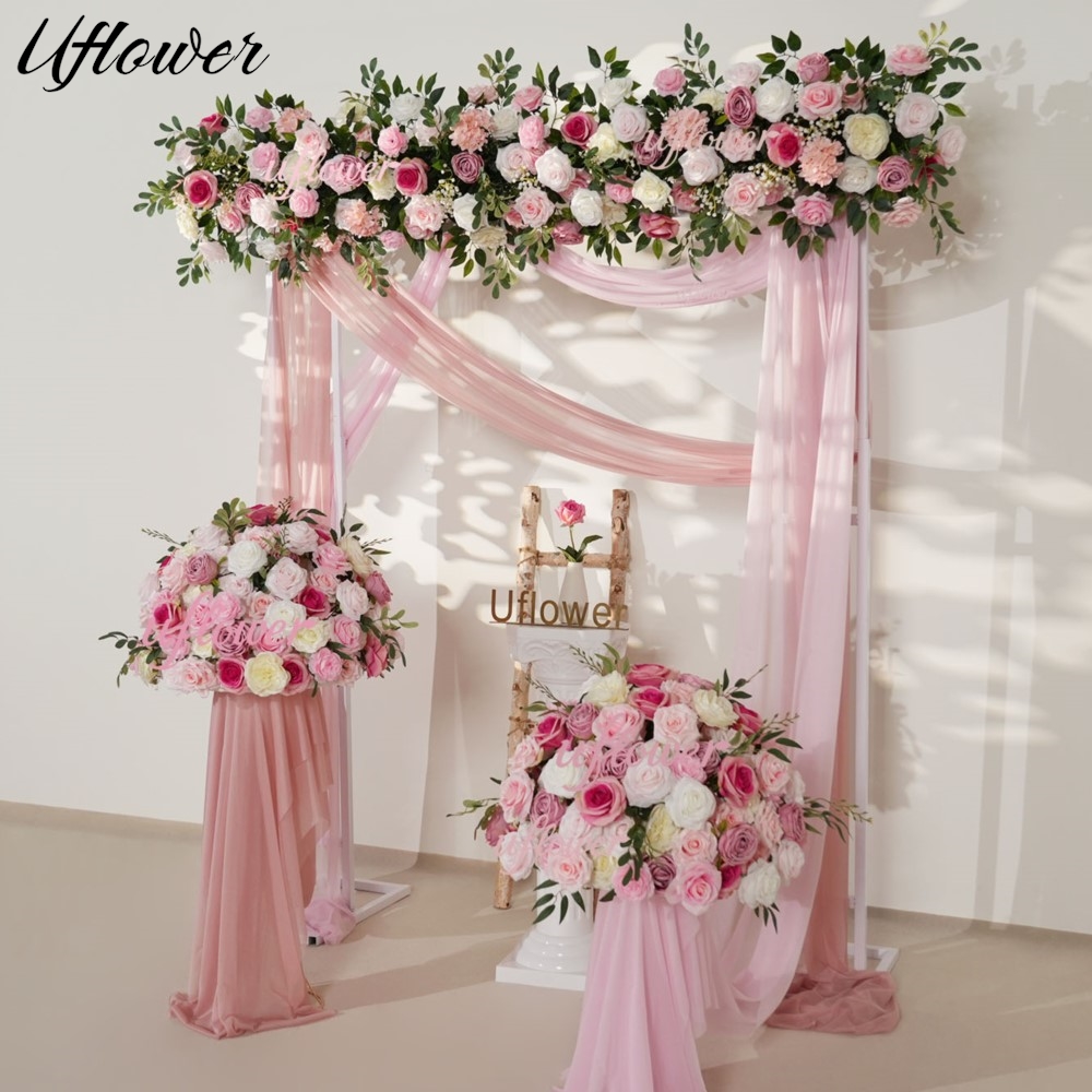 Uflower Pink Rose Greenery Han – Flower Wall Panel recenzja i cena