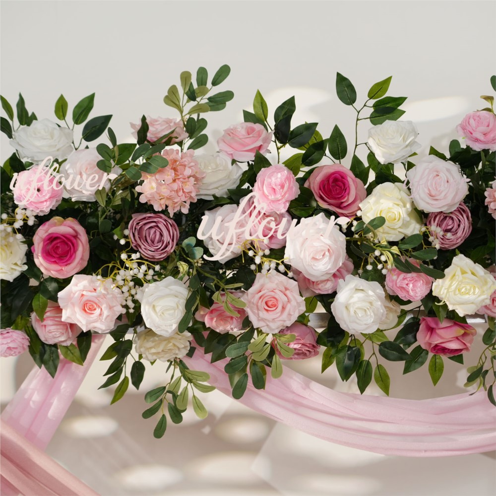 Uflower Pink Rose Greenery Han – Flower Wall Panel recenzja i cena