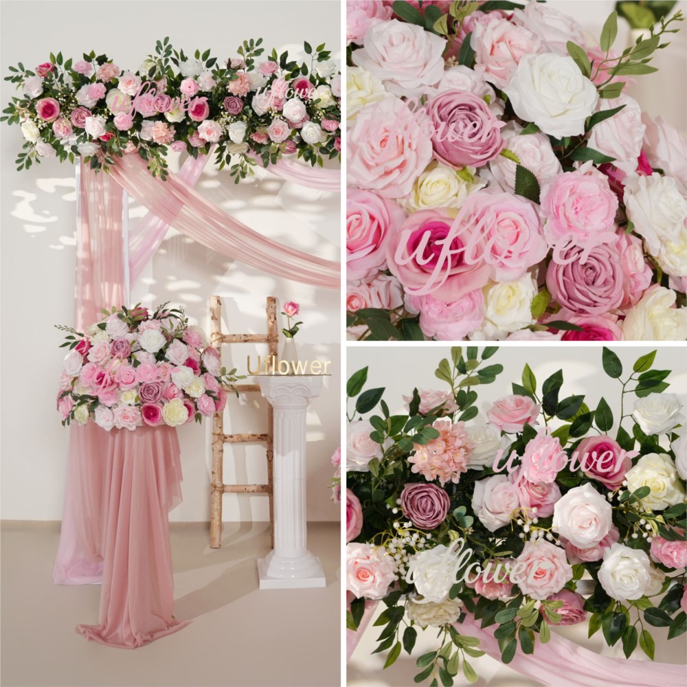 Uflower Pink Rose Greenery Han – Flower Wall Panel recenzja i cena