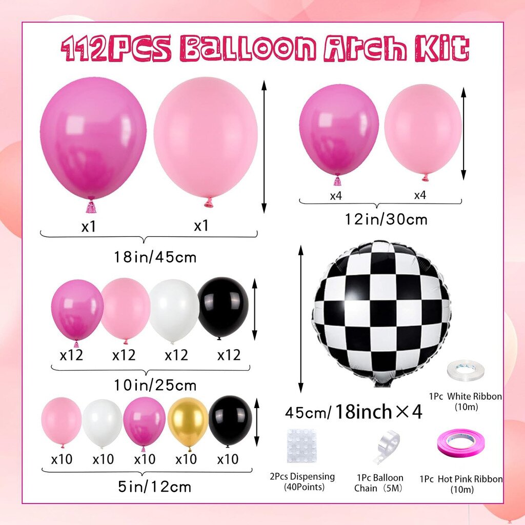 116Pcs Pink Race Car Balloon A – Balloon Arch Kit recenzja i cena