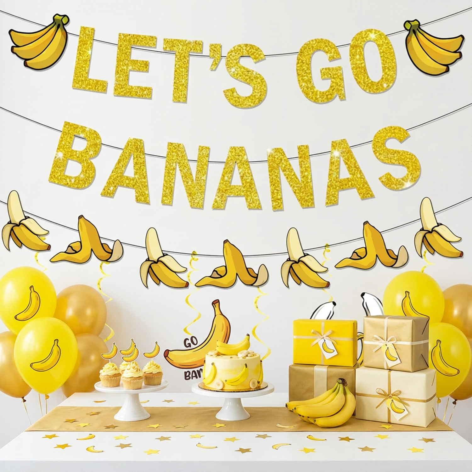 Yellow Bananas Birthday Banner – Let'S Party Event Supply recenzja i cena
