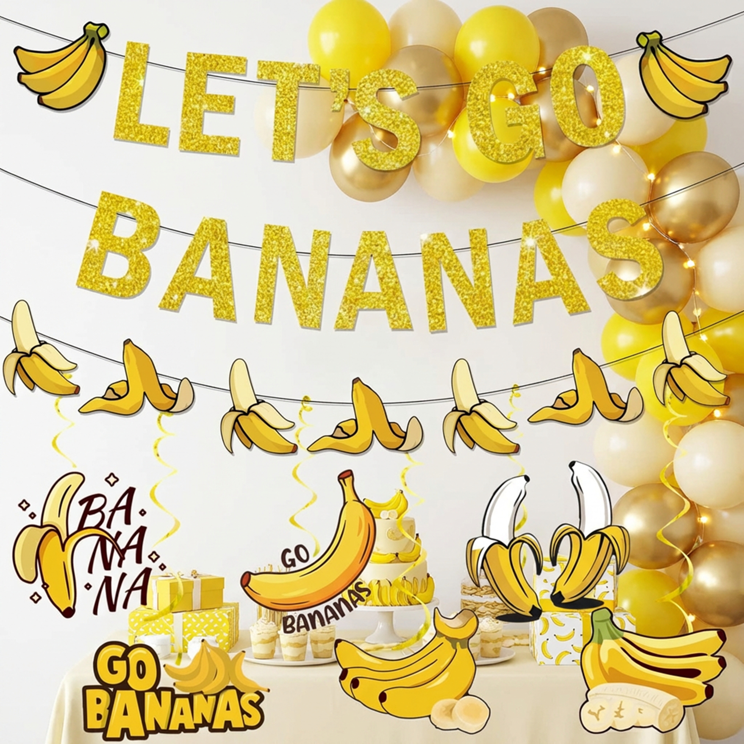 Yellow Bananas Birthday Banner – Let'S Party Event Supply recenzja i cena