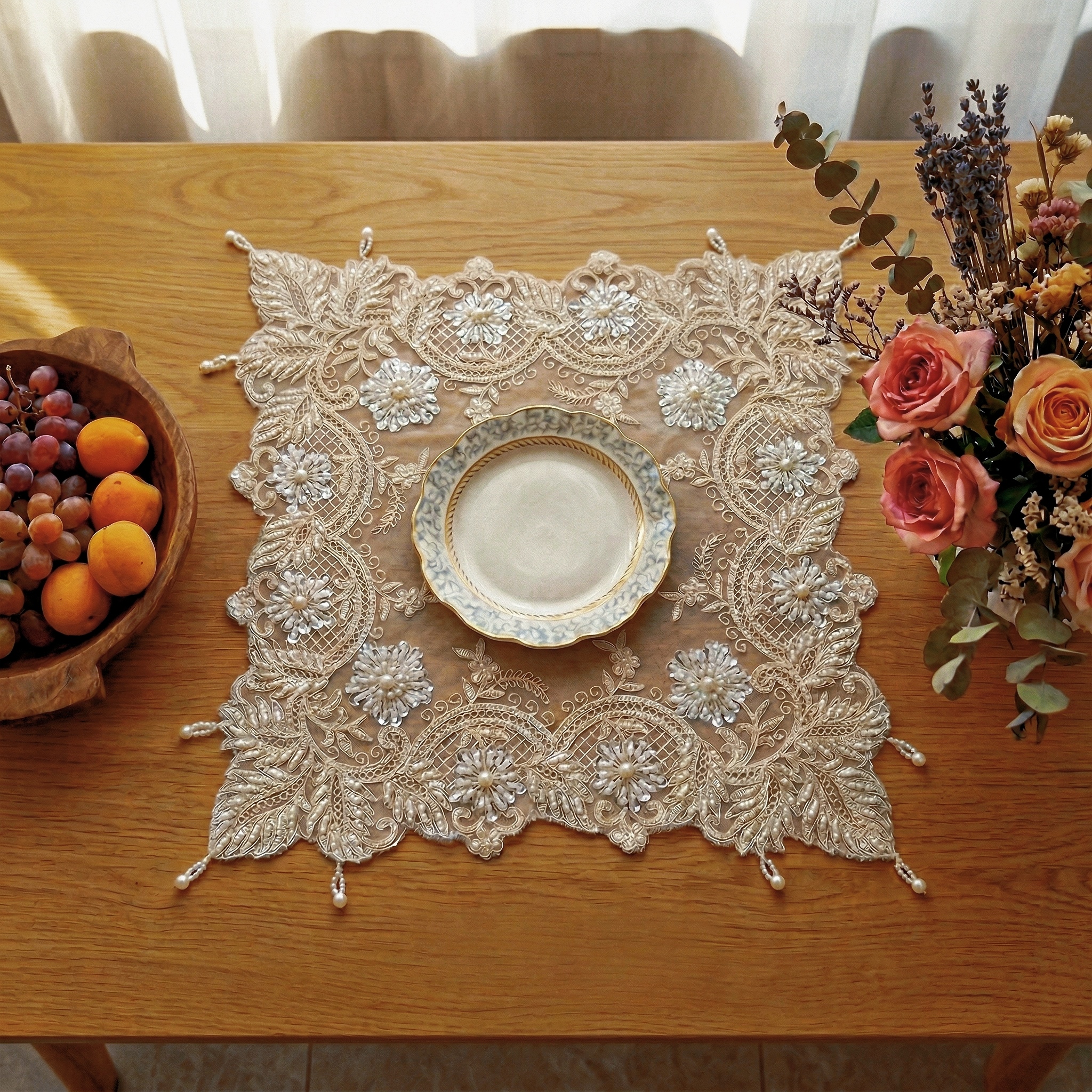 2pcs Leaf Shape Placemats Set  – Glitter Tablecloth recenzja i cena
