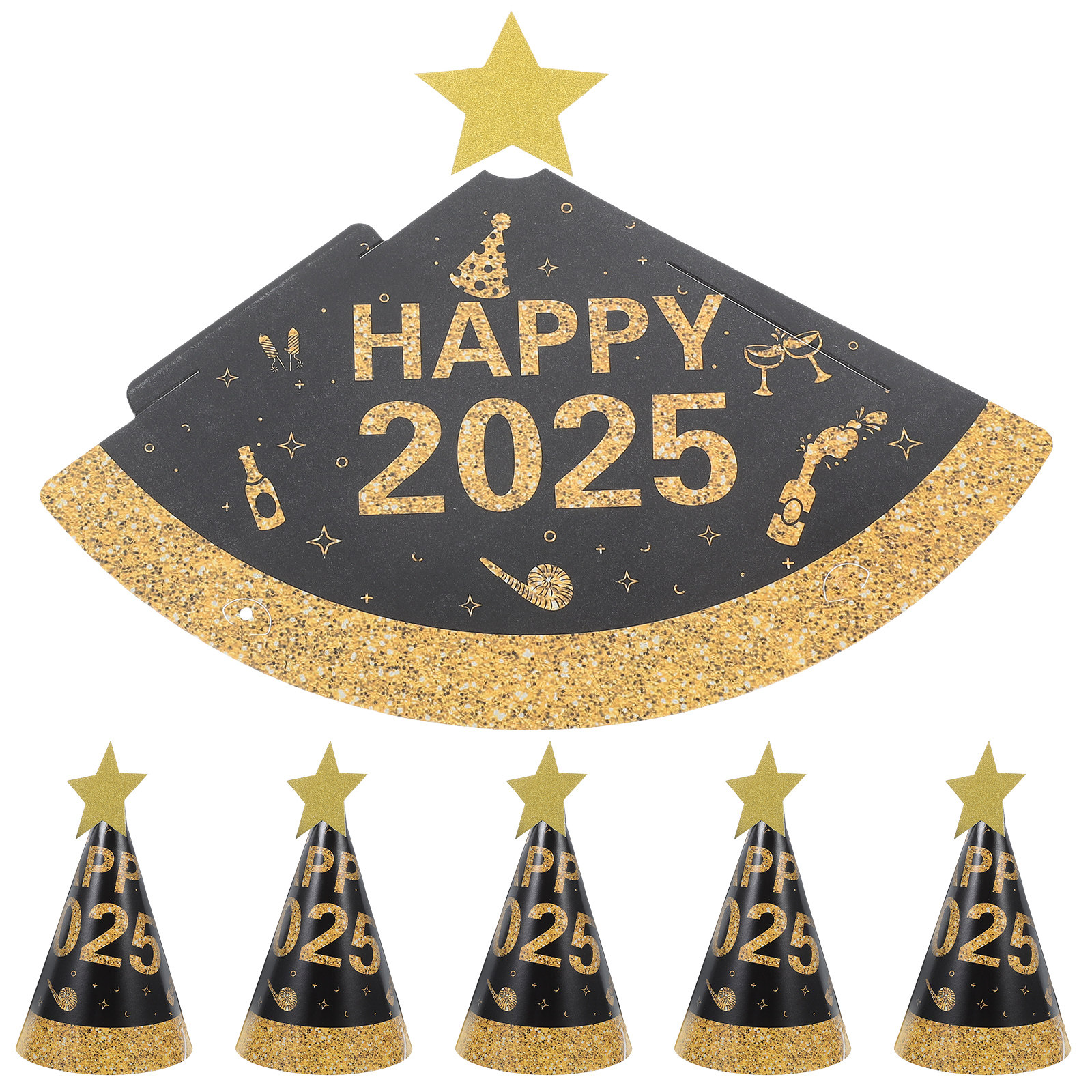 6Pcs Black Gold Paper Cone Hat – Party Hat Cone recenzja i cena