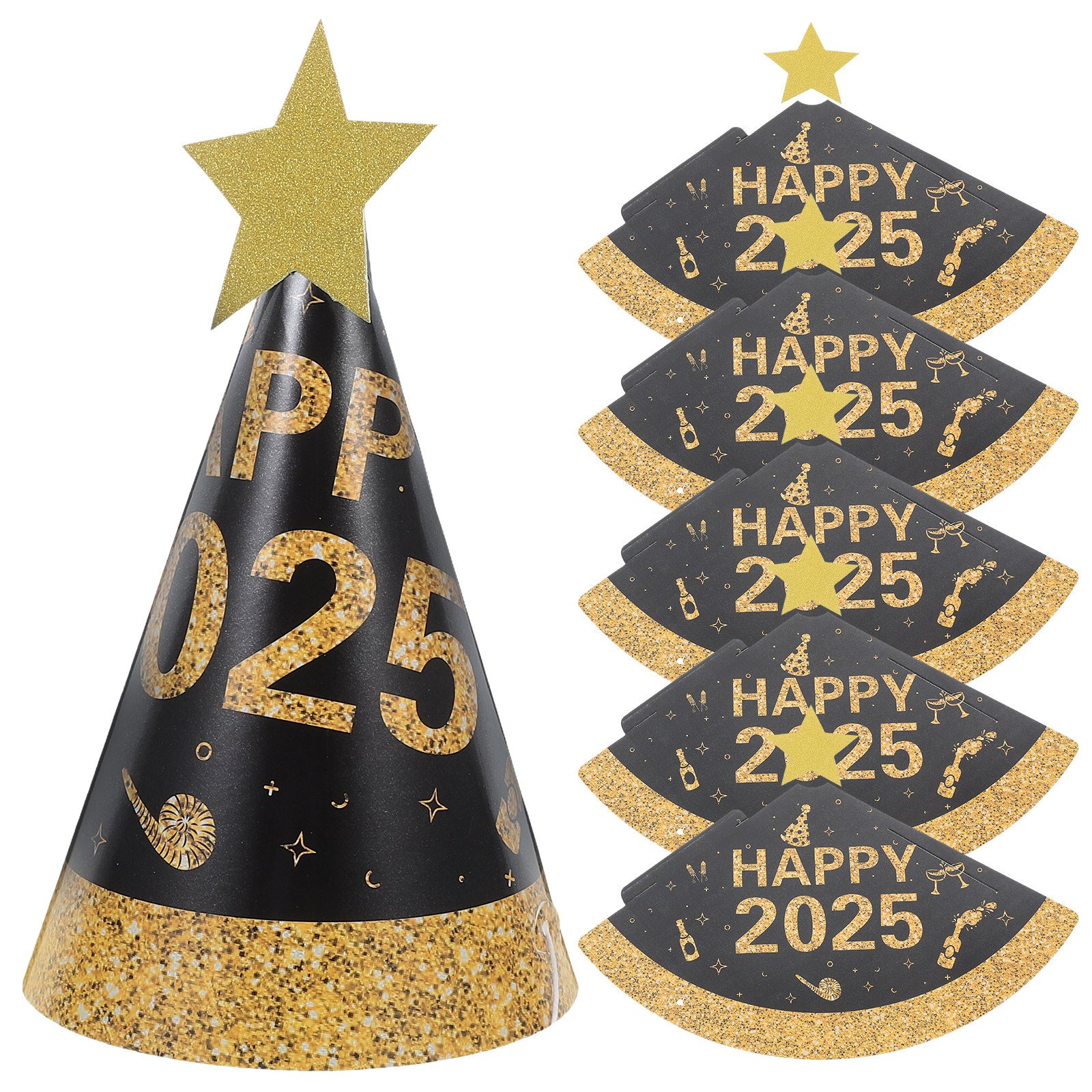 6Pcs Black Gold Paper Cone Hat – Party Hat Cone recenzja i cena