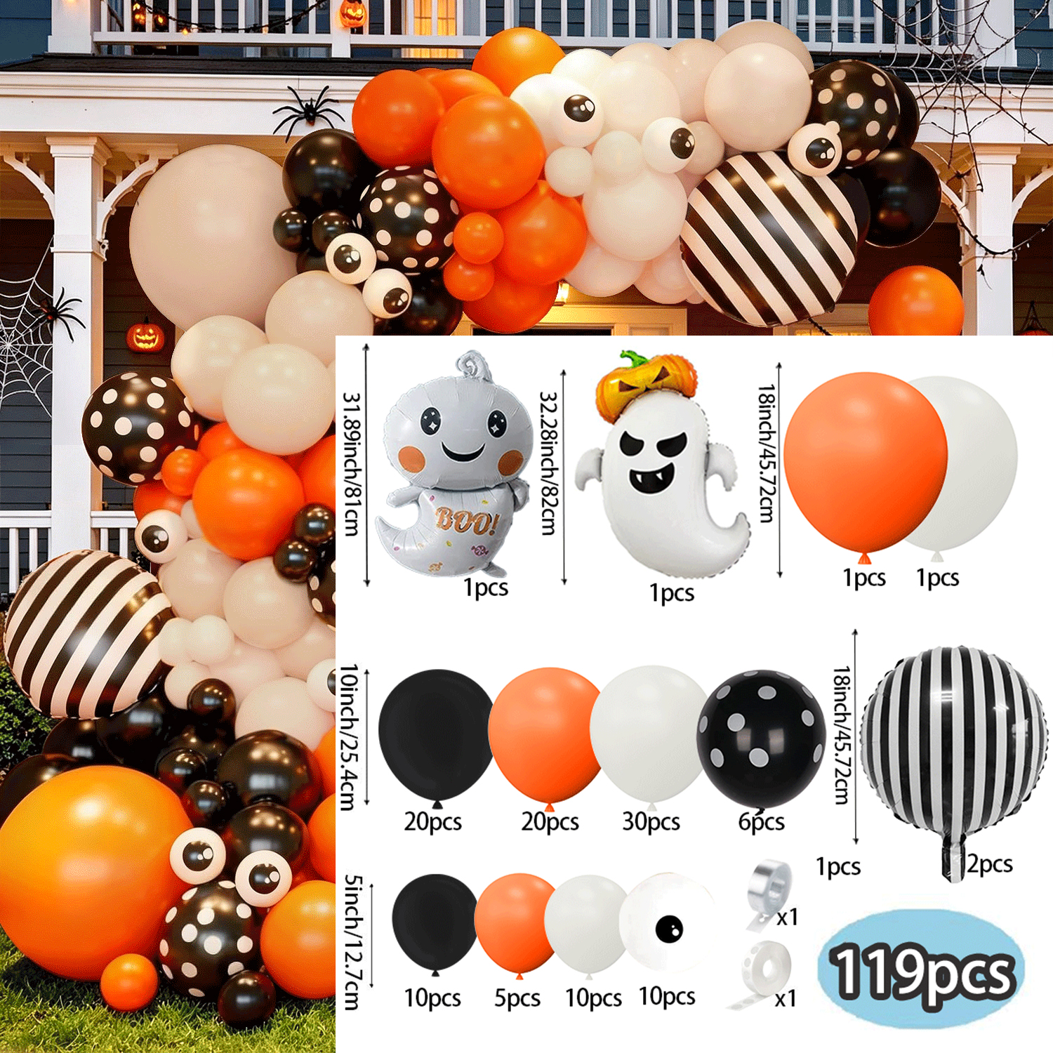 119Pcs Orange Cream Black Hall – Balloon Arch Kit recenzja i cena