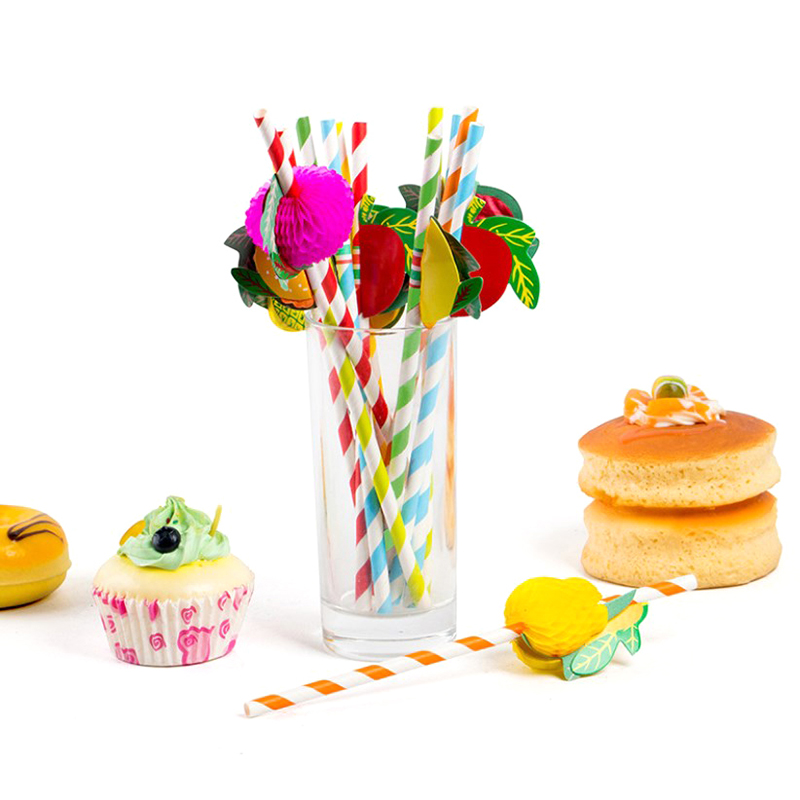 50pcs/lot 20cm 3D Fruit Cockta – Paper Straw Color recenzja i cena