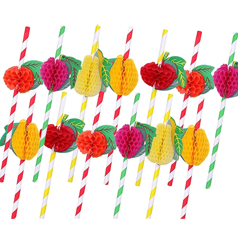 50pcs/lot 20cm 3D Fruit Cockta – Paper Straw Color recenzja i cena