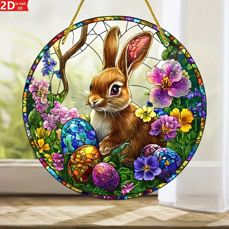 2Pcs Easter Rabbit Stained Acr – Flower Wall Panel recenzja i cena