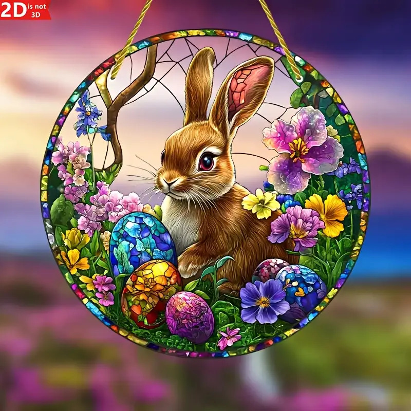 2Pcs Easter Rabbit Stained Acr – Flower Wall Panel recenzja i cena