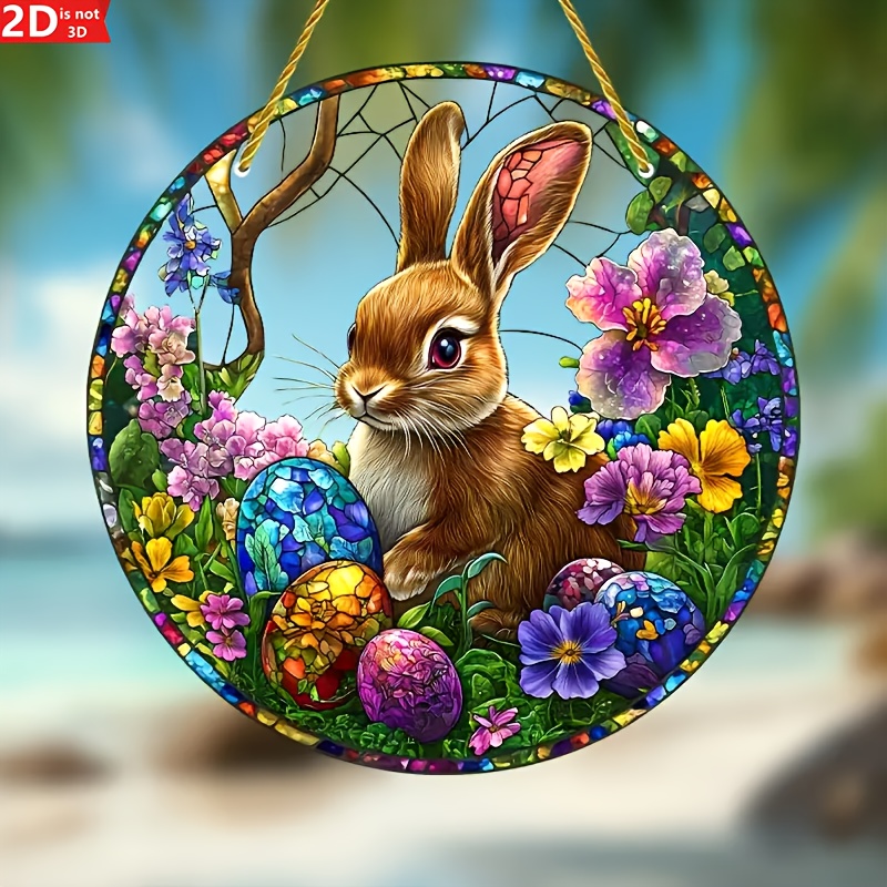 2Pcs Easter Rabbit Stained Acr – Flower Wall Panel recenzja i cena