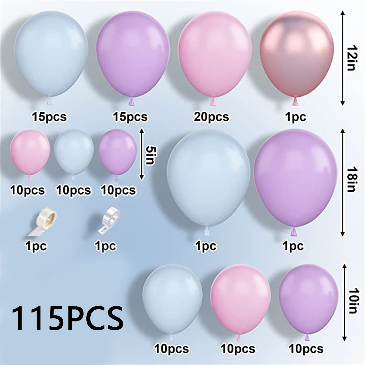 115pcs Blue Purple Pink Latex  – Balloon Arch Kit recenzja i cena
