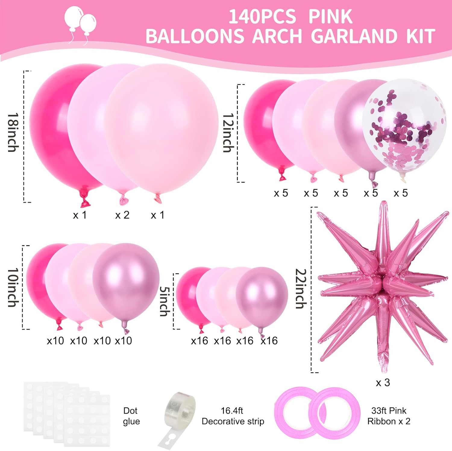 140pcs Pink Balloon Arch Kit,  – Balloon Arch Kit recenzja i cena