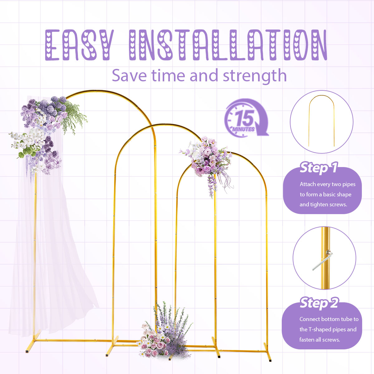3Pack Golden Metal Arch Kits,  – Balloon Arch Kit recenzja i cena