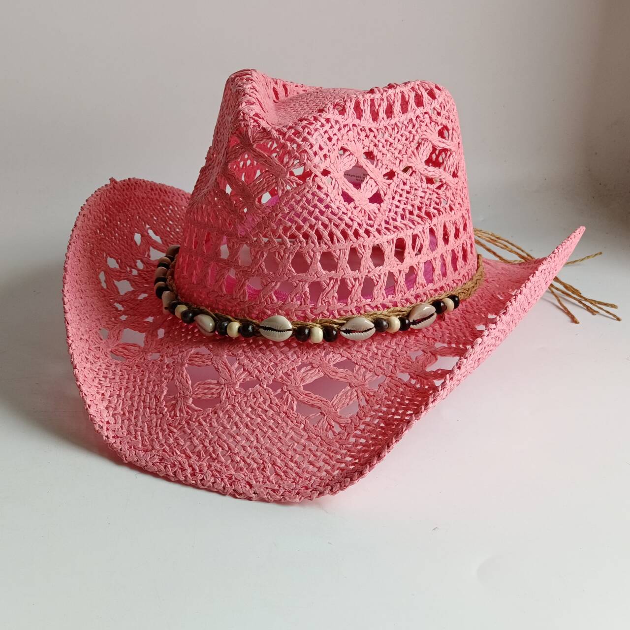 Pink Cowboy straw hat  hollow  – Paper Straw Color recenzja i cena