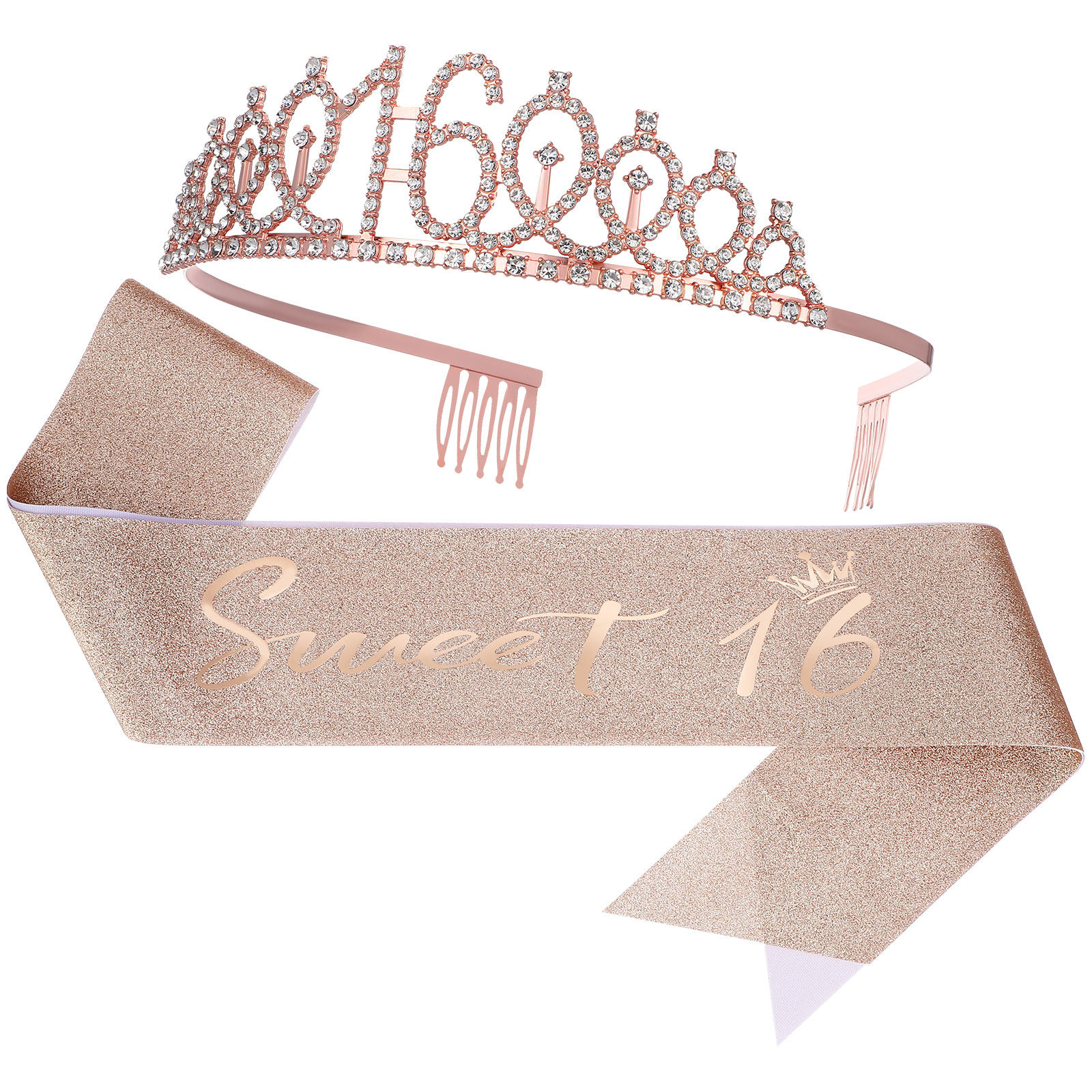 1Set Glittering Birthday Tiara – Birthday Sash Glitter recenzja i cena